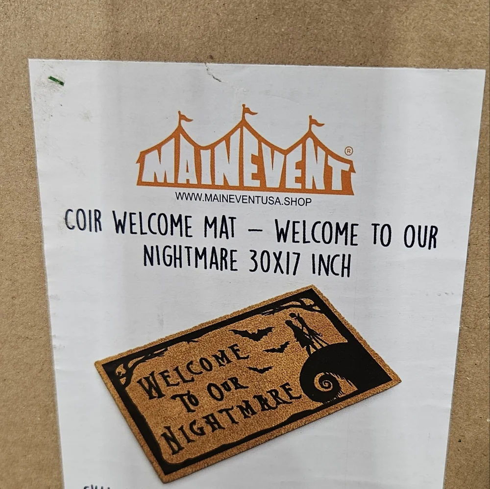 Main Event Halloween Welcome Mat - Nightmare Before Christmas Orange and Black